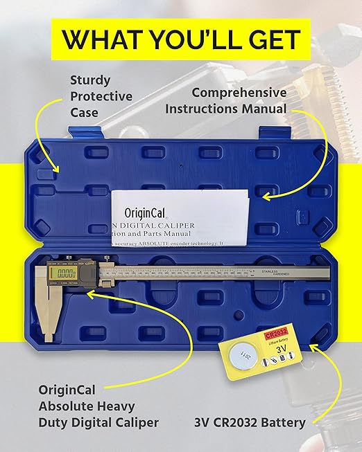iGAGING Absolute Origin Heavy Duty 12" Digital Caliper, IP54 Electronic, SPC/USB Output Port, Inch & Metric Modes, Case, Manual, Battery