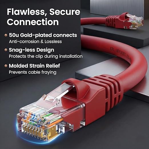GEARit Cat 6 Ethernet Patch Cable 10 ft Red Cat6 Patch Cables 10ft Red/Ethernet - Image 4