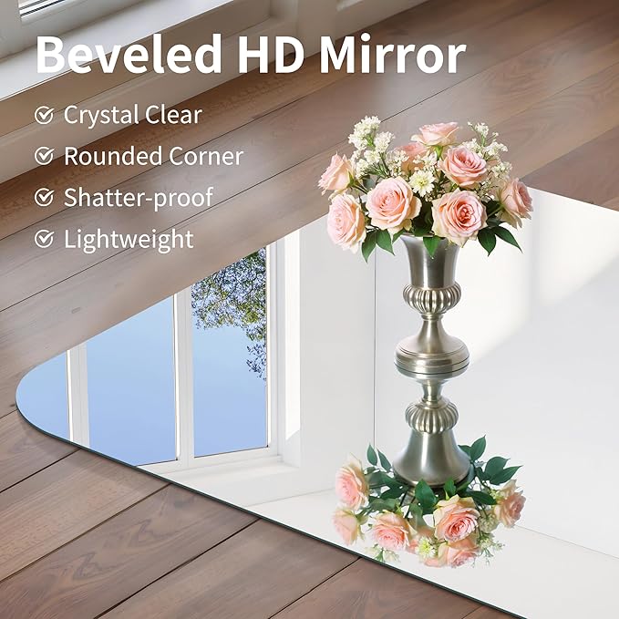 CILIBER Frameless Wall Mirror, 16" x 24" Rectangle Bathroom Mirror Rounded Corner, HD Shatterproof Vanity Mirror with Polished Edge for Over Sink, Bedroom, Entryway, Vertical or Horizontal