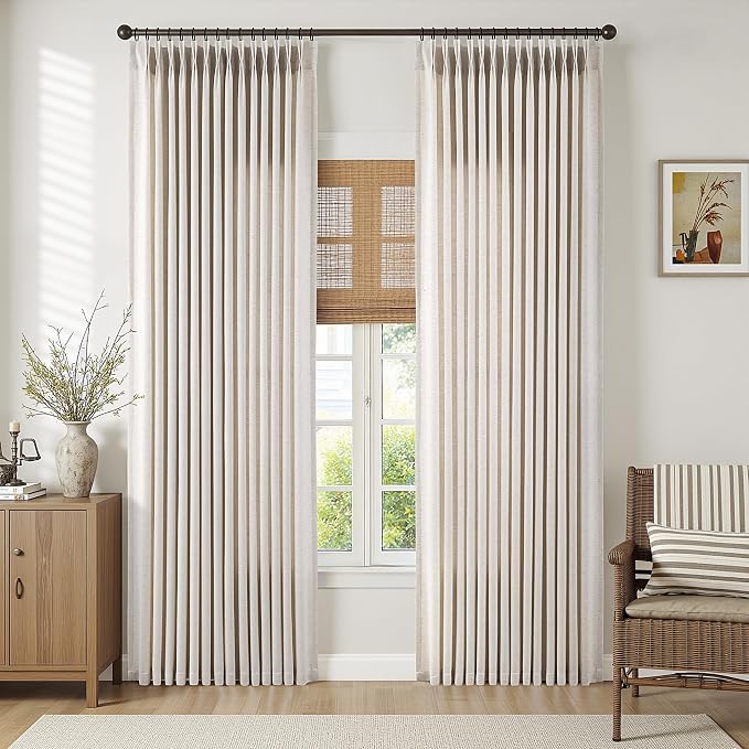 Memory Trained Pinch Pleated Curtains 96 Inches Long, Viral Linen Pinch Pleat - Image 2