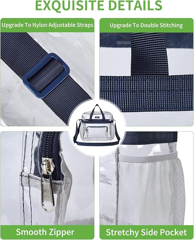MAY TREE Clear Bag for Stadium Events 12×6×12 Clear Tote Lunch Bag - Image 3