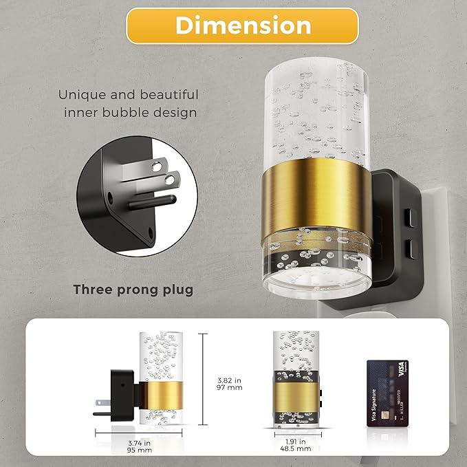 L LOHAS LED Night Light,Dimmable Night Lights Plug into Wall with Remote Control, RGB Color Changing, Dusk to Dawn Sensor, Acrylic Bubble Nightlight for Bathroom