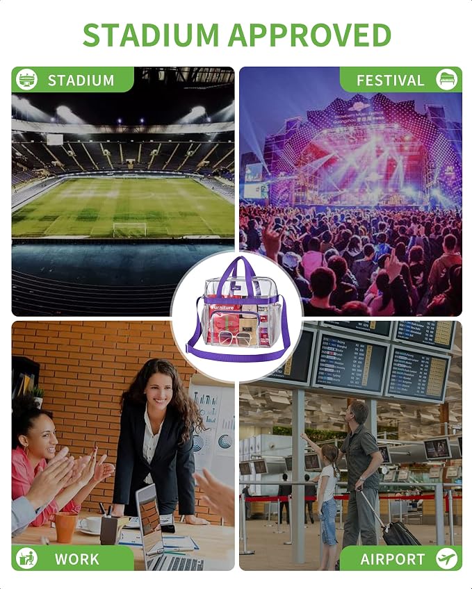 MAY TREE Clear Bag for Stadium Events 12×6×12 Clear Tote Lunch Bag - Image 5