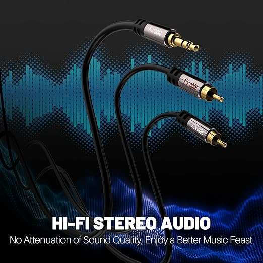 2 Pack 3.5mm to RCA Cable 4FT, Male RCA to Aux Stereo Audio Adapter, Hi-Fi Sound Auxiliary Y Splitter Cord, Shielded 1/8 to 2RCA Cable for Headphone, MP3, Tablet, Speaker, HDTV, Phone and More