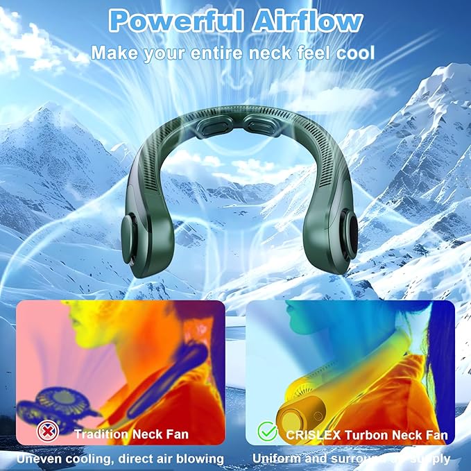 Portable Neck Fan that Blow Cold Air, LED Display, Rechargeable Hands-Free Wearable Cooling Personal Fan, 5 Speed, Neck Support, Bladeless Neck Air Conditioner, Gift for Women/Men, Hot Flashes, Travel