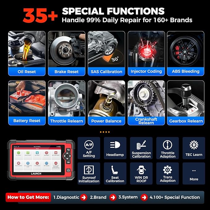 LAUNCH X431 CRP919E OBD2 Scanner, 2026 Bidirectional Scan Tool as CRP919EBT, CANFD/DoIP/FCA SGW, ECU Code, 35+ Service, Active Tests, All-in-One Full System Diagnosis, BST360 & i-TPMS, 2 Year Update