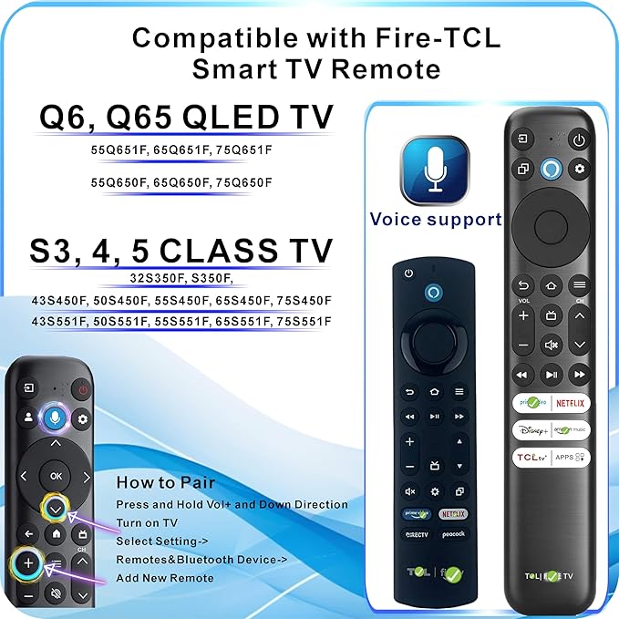B BraiNice Universal Remote for All TCL TV Remote Replacement, Motion Backlit, Voice Control & Bluetooth, for Google Smart TV, TCL-Smart and Android TVs 2026-2016