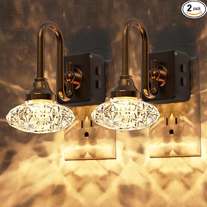L LOHAS LED Night Lights Plug into Wall,2 Pack 10-Color Changing RGB Floral Night Lights, Dusk to Dawn,3 Brightness Levels,Rotatable Plug in Nightlight for Bedroom, Nursery, Hallway, Gift