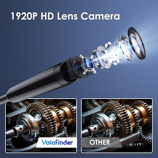 Endoscope Camera with Light, 1920P HD Borescope Camera with 8 Adjustable LED, 16.4FT Semi-Rigid Snake, IP67 Waterproof 8mm Inspection for iOS and Android (Single-Lens)