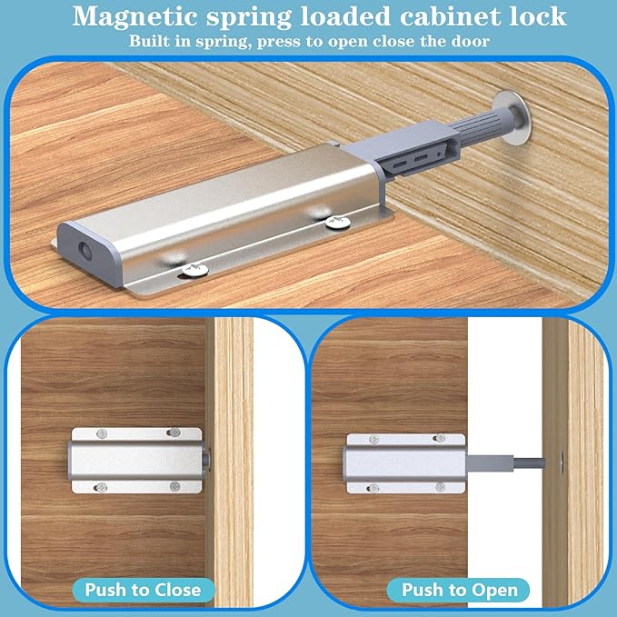 Magnetic Push Latches Cabinet 5 Pack Push to Open Door Latch Heavy Duty Touch Latch Hardware for Push to Open Magnetic Touch Latch for Closet Kitchen Doors Cabinets Drawers Wardrobes