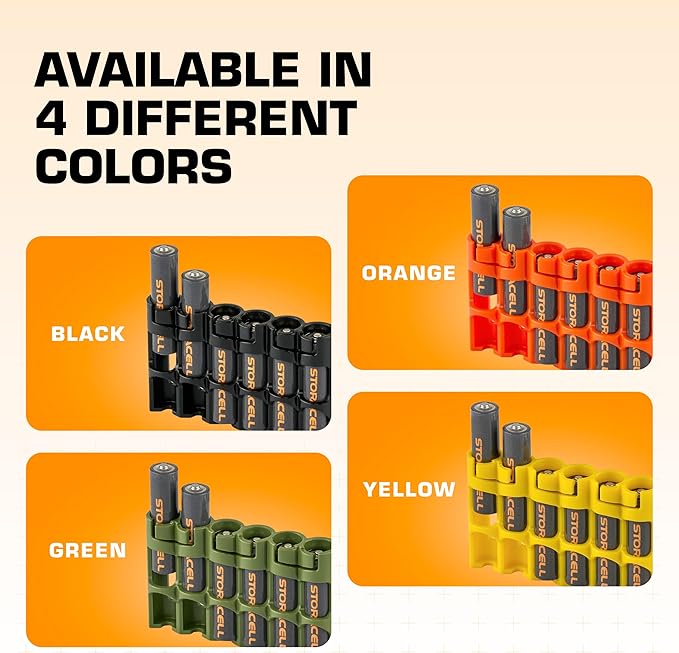AAA Battery Storage Caddy by Storacell, Black, Holds 6 Batteries (Not included)