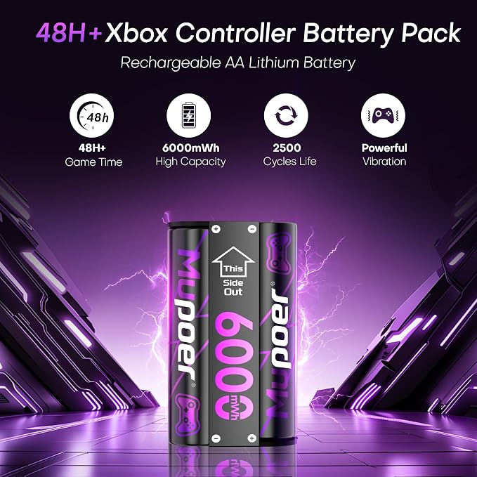 Rechargeable AA Batteries Lithium 8x3000mWh, Xbox Controller Battery Pack - Image 5