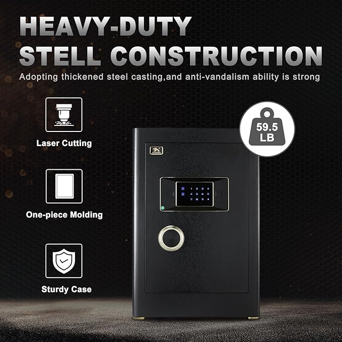 TIGERKING 𝐇𝐞𝐚𝐯𝐲 𝐃𝐮𝐭𝐲 Large Safe Box, 2.05 Cubic Feet Home Safe with Touch Screen Keypad & Built-in Lock Box, Digital Safes for Home Office