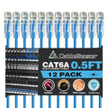 CableGeeker Patch Cables Cat6a 0.5ft Slim, Cat6 Ethernet Patch Cable 10G Support by CableGeeker
