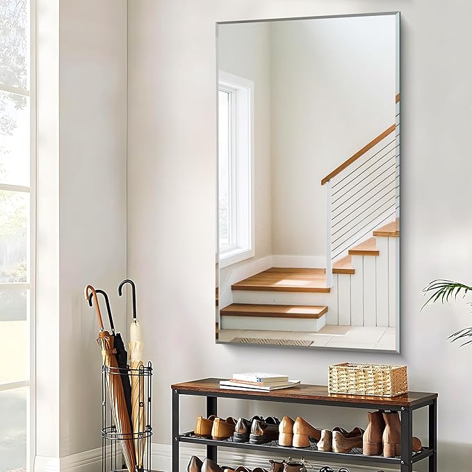 CILIBER Large Beveled Mirror, 30x55 Frameless Beveled Bathroom Mirrors for Over Sink, Upgraded Shatterproof Beveled Frameless Vanity Mirror for Bathroom,Bedroom,Living Room and Entryway