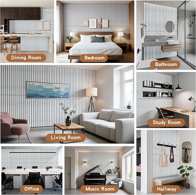 AUTORIFIC Wood Veneer Sound Panels, 10 Pack 47.2”x23.6” Wall Panels, Decorative Acoustic Panels for Walls, for Office,Home Theater,Studio,Living Room, White Oak(Mitred)
