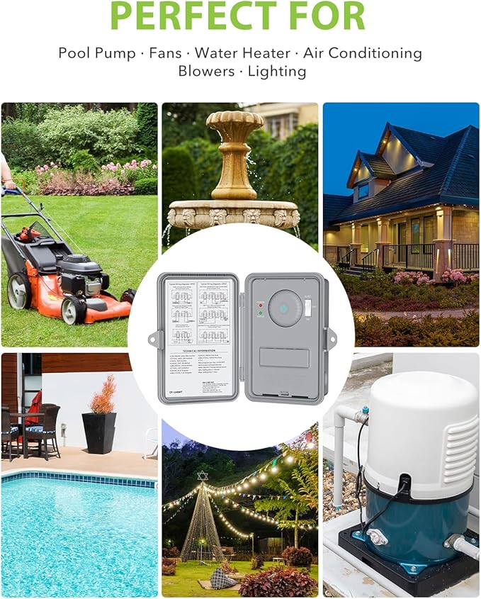 BN-LINK Pool Pump Timer, Outdoor Indoor Smart Wi-Fi Timer Box, 2HP 40A Max, 120, 240, 277 VAC, for Pool Pump, Water Heater, Fans, SPA, Compatible with Smart Phone, Alexa, Google Assistant