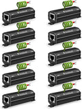 Awishwell Ethernet Surge Protector Gigabit, 10 Pack PoE++ RJ45 Surge Protector 1000Mbps, 20KA Metal Shielded Lightning Arrestor LAN Network CAT5/CAT6 Thunder Arrestor-Mounting Flange