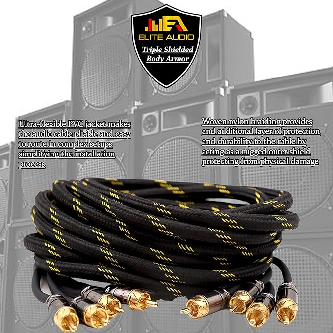 Elite Audio Pro Series 1.5 ft. 100% OFC Copper RCA Cable Y-Adapter - Single Female to Dual Male RCA - Enhanced Sound, Reduced Interference & Versatile Compatibility (Model: EA-PROY2M)