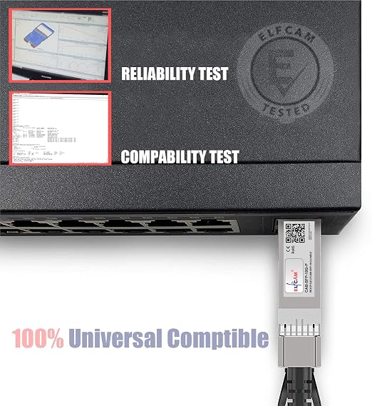 Elfcam® - 100m/328.08ft Fiber Optic Cable OM3 SFP+ to SFP+ AOC 10Gbps, - Image 4
