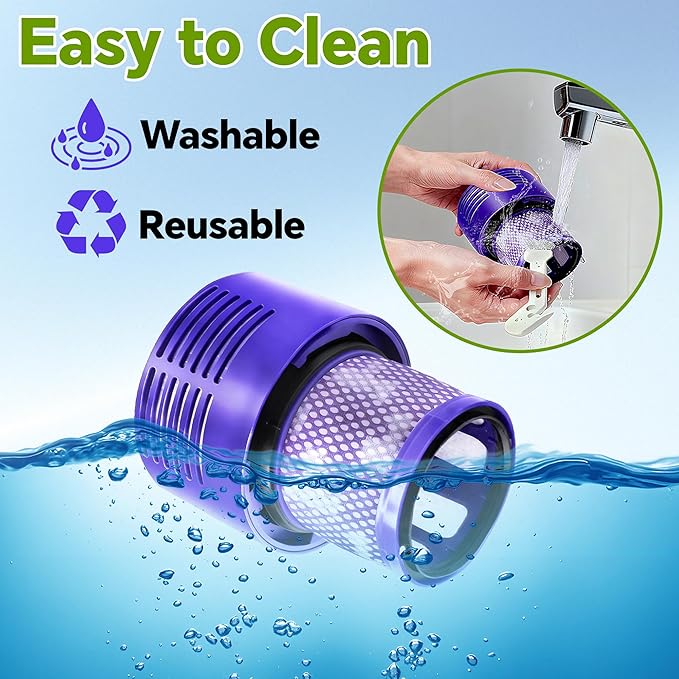 3 Packs V10 Vacuum Filter Replacement for Dyson Cyclone Series, V10 Animal, V10 Absolute, V10 Motorhead, V10 Total Clean, SV12 Series Vacuum Cleaner, Replace Part 969082-01