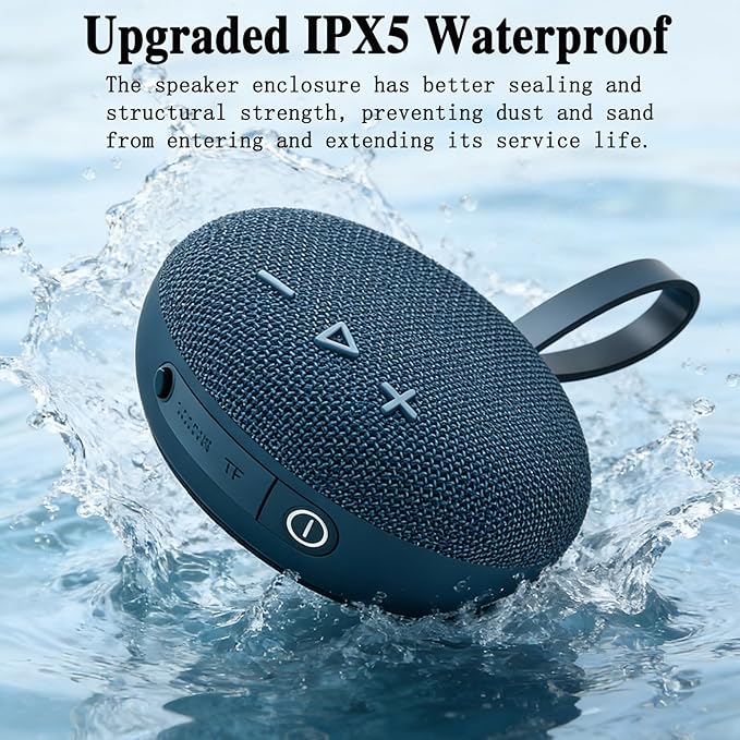 FIVERICH Magnetic Portable Bluetooth Speakers,IPX5 Shower Speaker Bluetooth Waterproof Extra Long Playtime,Support TF Card HiFi Sound Wireless Mini Speaker with BT 5.3 for Home, Beaches,Outdoor-Blue