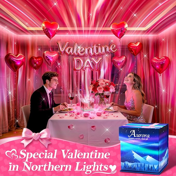 Northern Lights Projector Valentines Day Gifts for Her/Him, 18-Color Sunset Lamp Galaxy Projector Aurora Light Projector for Bedroom,Mood Lighting Room Lights,Cute Stuff Game Room Decor for Teen Girls