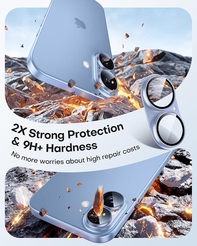 TAURI 2 Pack for iPhone 17 Camera Lens Protector, Full Coverage Military-Grade - Image 3