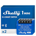 Shelly 1 Mini Gen3 | WiFi Smart Switch Relay 1 Channel 8A | Home Automation | Bluetooth Gateway | Compatible with Alexa & Google Home | iOS Android App | No Hub Required | Dry Contacts (2 Pack)