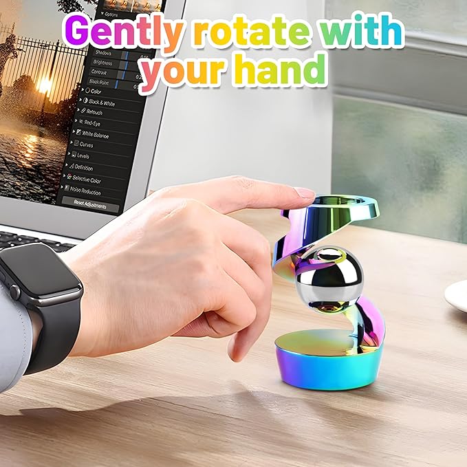 Kinetic Desk Toys, Kinetic Spinning Desk Toys for Office for Adults, Desk Fidgets for Adults, Kinetic Spinning Fidget Toy (Rainbow)
