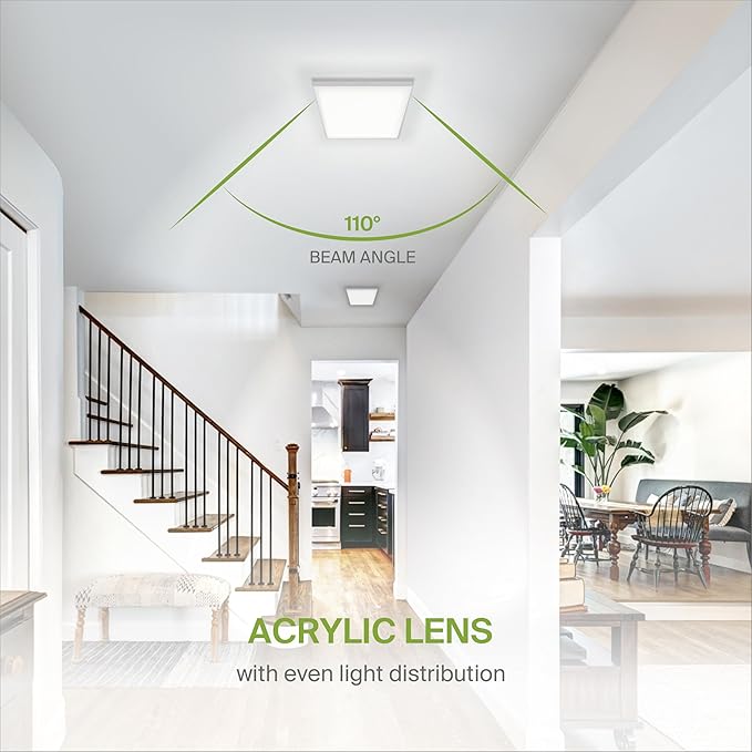 ASD LED 12" Square Flush Mount Ceiling Light Fixture, Low Profile Surface Lighting | 5CCT, Dimmable, Ultra-Thin, ETL Listed | 24W 1700LM 2700-6000K 120V | Kitchen, Hallway Lamp | White, 4 Pack