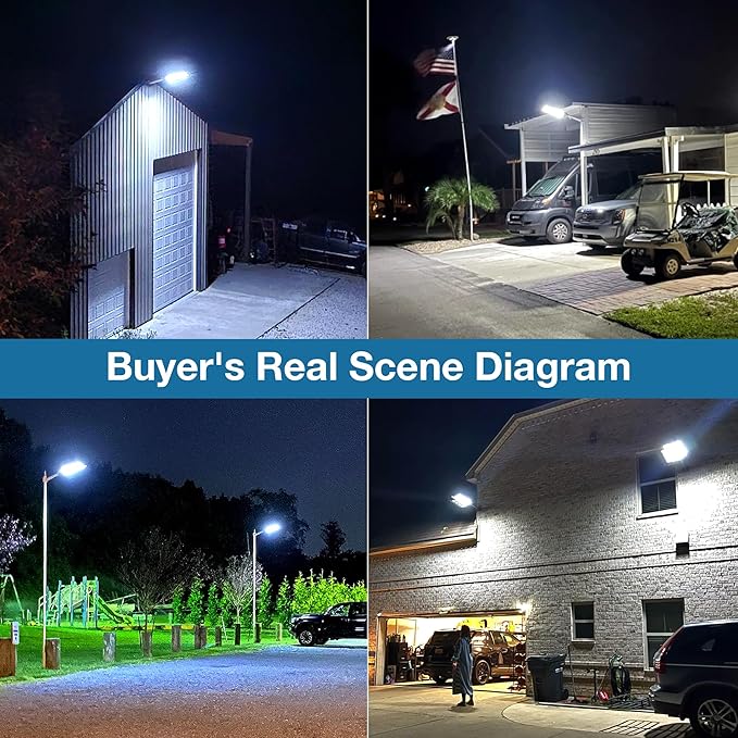 10000W Solar Street Lights Outdoor - Solar Lights Outdoor Waterproof Motion Sensor, Solar Parking Lot Lights Commercial Dusk to Dawn, LED Street Light Solar Powered for Outside, Yard