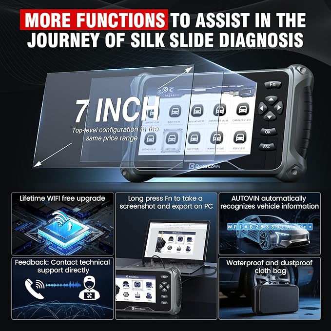 2026 BOSSCOMM IF740 OBD2 Scanner, 4 Systems ABS/SRS/Transmission/Check Engine Code Reader Scan Tool with Oil＆Throttle Resets, Car Scanner Diagnostic Tool for All Cars, Lifetime Free Update