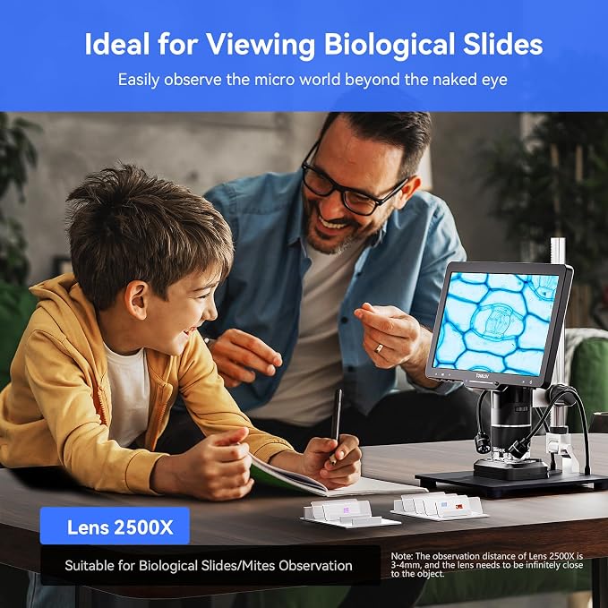 TOMLOV TriL110 3-Lens Digital Microscope: 10.1" 2500X 2K HD Coin Microscope - Image 5