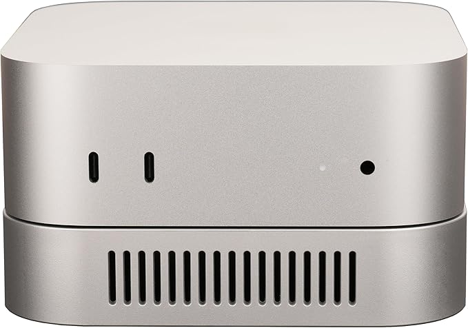 Psitek Mac mini M4 Stand, Silver Holder for Mac mini 2024-2026 Ventilation Heat Dissipation Cooling Desk Mount Accessories