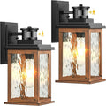 VIANIS 2 Packs Dusk to Dawn Outdoor Lighting for House, Wood Grain Motion Sensor Outdoor Lights Fixture, Garage Light Sconce Wall Mount, Lantern with Waterproof, Anti-Rust 100%, Weather Resistant