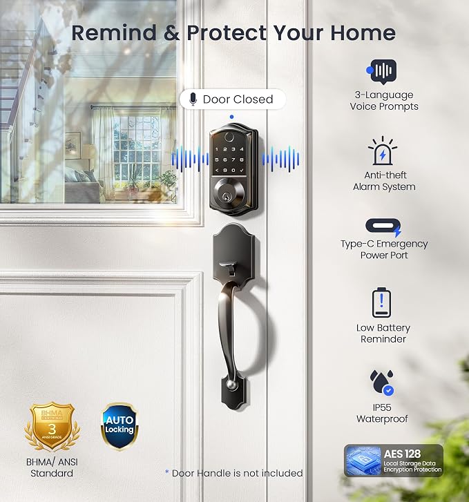 Veise VE017G Wi-Fi Keyless Entry Door Lock, App Remote & Voice Control - Image 7