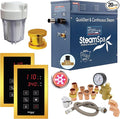 SteamSpa Executive 7.5 KW QuickStart ACU-Steam Bath Generator Package with Built-in Auto Drain and Install Kit Polished Gold, Steam Generator Kit with Dual Control Panel Steamhead 240V, (EXT750GD-A)