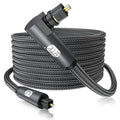 EMK 90 Degree Toslink Optical Cable 360 Degree Free-Rotating Plug Fiber Optic Cable S/PDIF Toslink Male to Male Cable for Home Theater, Sound Bar, TV, PS4, Xbox,Grey (25ft/7.6m)