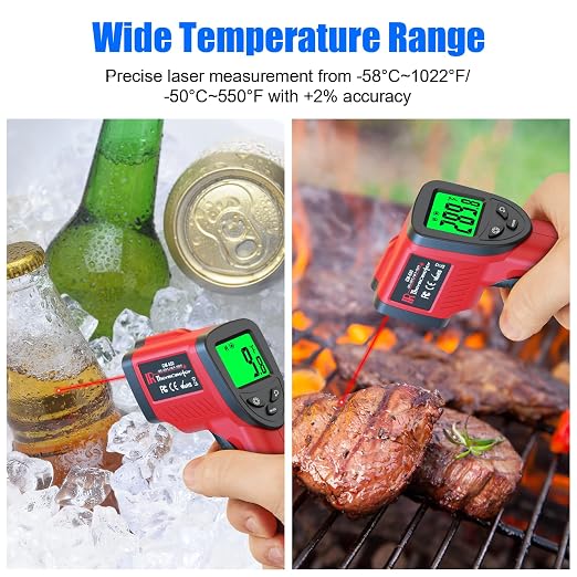 Digital Infrared Thermometer Gun -58℉ to 1022℉, Adjustable Emissivity, Laser - Image 2