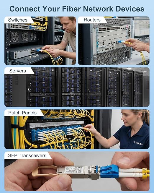 LC to LC Single Mode Fiber Patch Cable 6M OS2 Duplex, 1G/10G/40Gbps, Compatible - Image 4