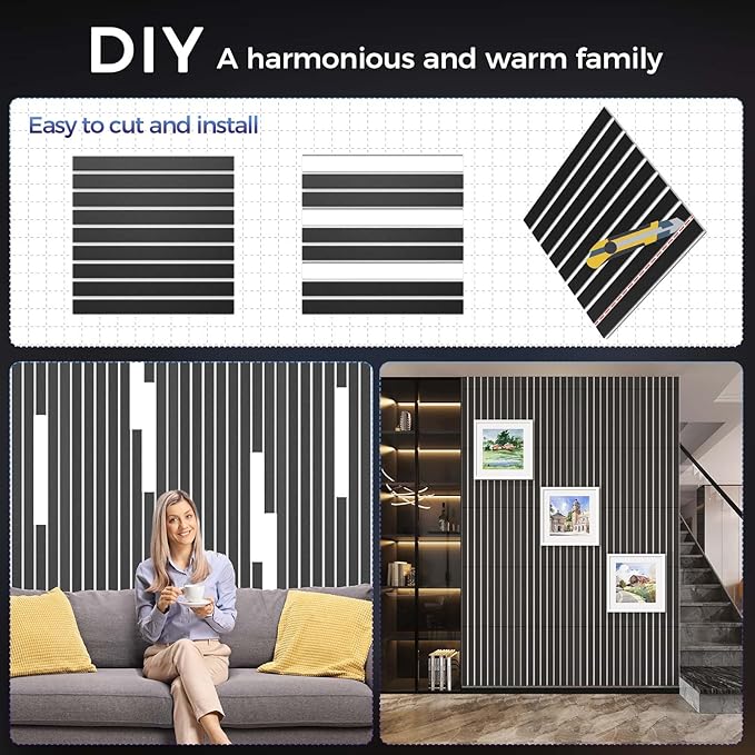 BSHEAD 8 Pack 2-Layer Large Soundproof Wall Panels, 15.7 x 15.7 x 0.43 in Sound Proof Foam Panels for Walls, 0.9lb/ft³ High Density, 3D Acoustic Panels,Artistic Noise Dampening Panels Black&White