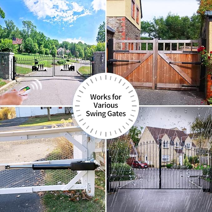 TOPENS PW502 Automatic Gate Opener for Medium Duty Dual Swing Gates Up to 16ft per Arm, Dual Swing Gate Operator AC Powered with Remote Control Kit Gate Motor Solar Compatible
