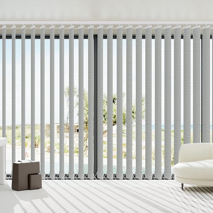 Blindify Motorized Vertical Blinds, Blackout Sliding Door Shades Vertical Shades Remote Control Customize, Grey