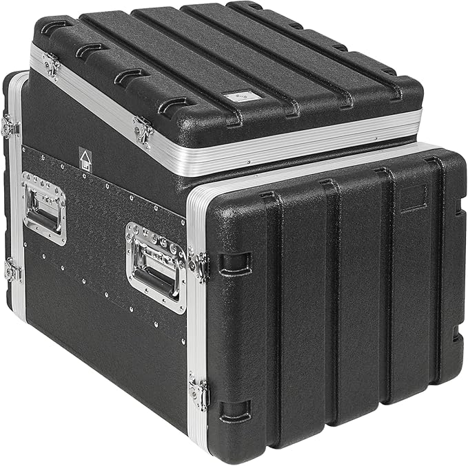 Sound Town Lightweight and Compact 8U ATA ABS Rack Case, with Slant Mixer Top, 21" Depth, 10U Top and 8U Side Spaces (STMR-A10X8U)