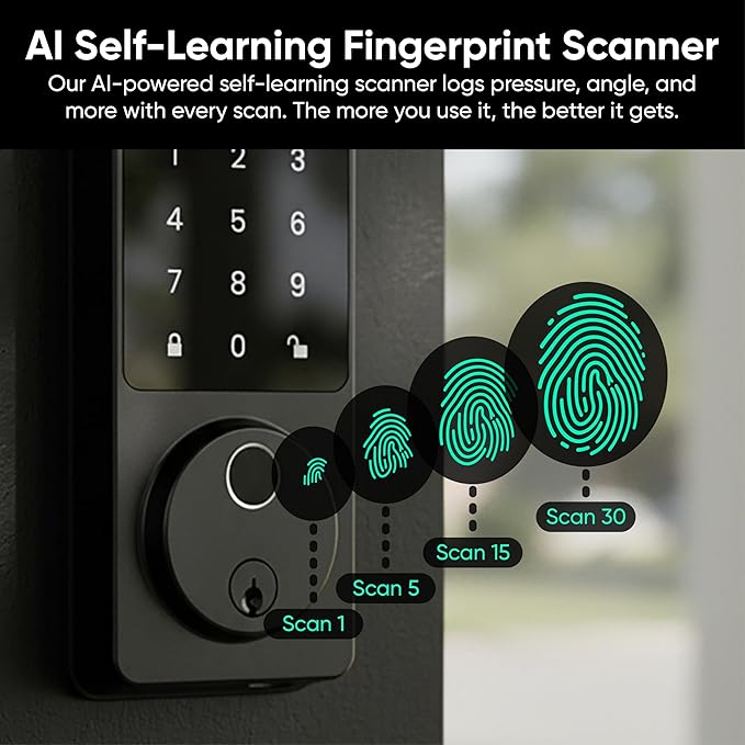 Wyze Auto-Lock Bolt v2, Fingerprint Keyless Entry Smart Lock, AI Learning - Image 4