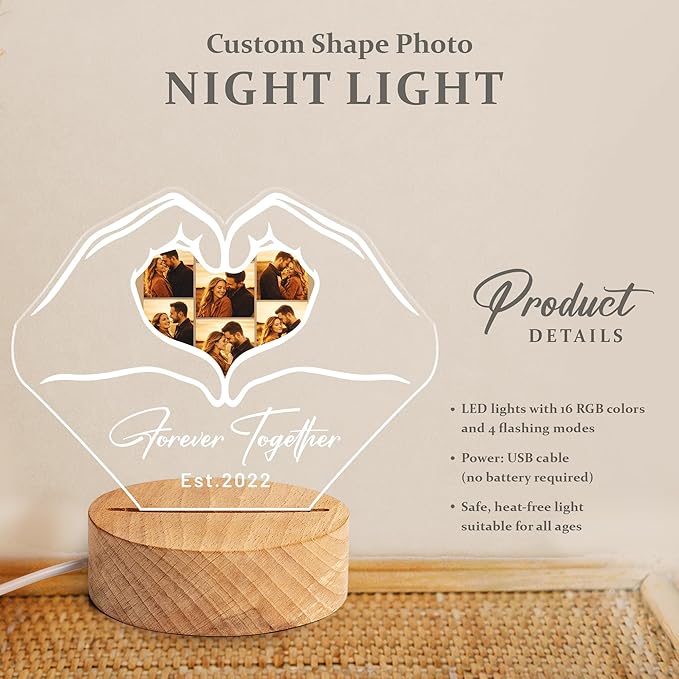 MamaEra Personalized Spotify Plaque Night Light with Photo - Custom Acrylic Glass LED Lamp Frame - Romantic Valentines Day Gift for Him Her Boyfriend Girlfriend Husband Wife Couple (Art Deco)