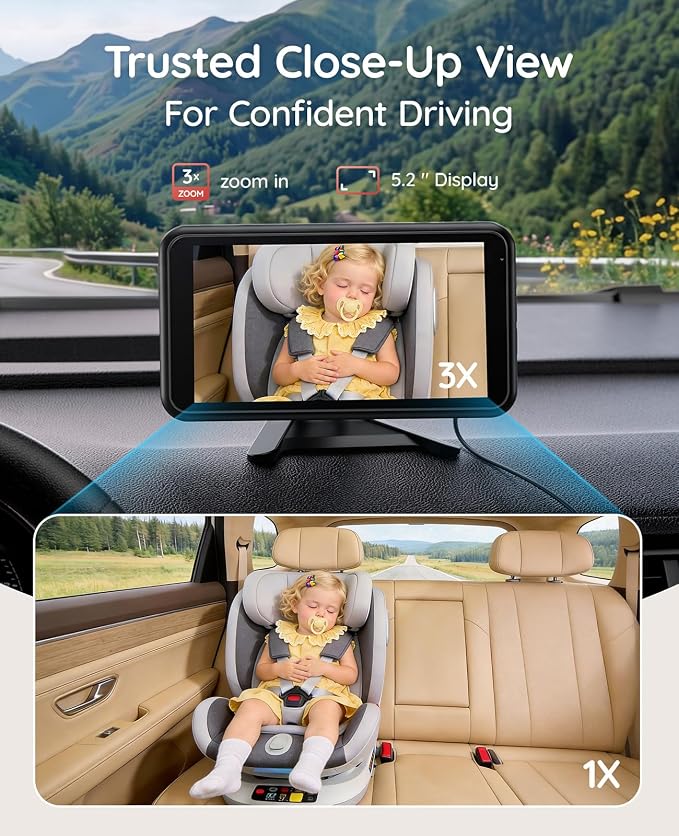 Babyvue BV6 Wireless Baby Car Camera Fast Setup, No Wiring Car Baby Monitor | - Image 4
