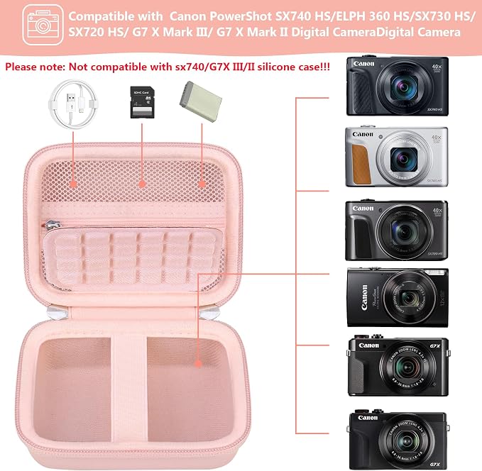 Hard Carrying Case for Canon PowerShot SX740 HS/ELPH 360 HS/ SX730 HS/ SX720 - Image 2