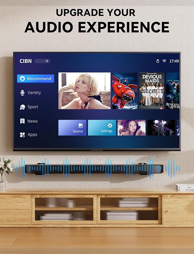 MUAKIOY SoundBar Wall Mounts, Universal Sound Bar Brackets Under TV, Depth Adjustable 3.4" to 5.8" for More Soundbars, Dual Spearkers Holders with All Hardware Kit